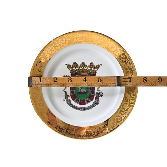 Olivenza Spain City Crest Plate with Gold Border Tharaud Limoges Made in France - Picture 5 of 10